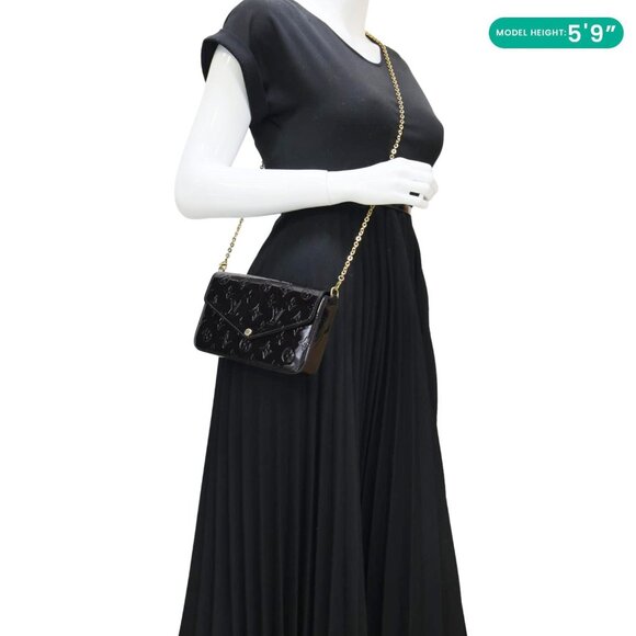 Louis Vuitton  Felicie Pochette Monogram Vernis Shoulder Bag Amarante - Picture 2 of 14